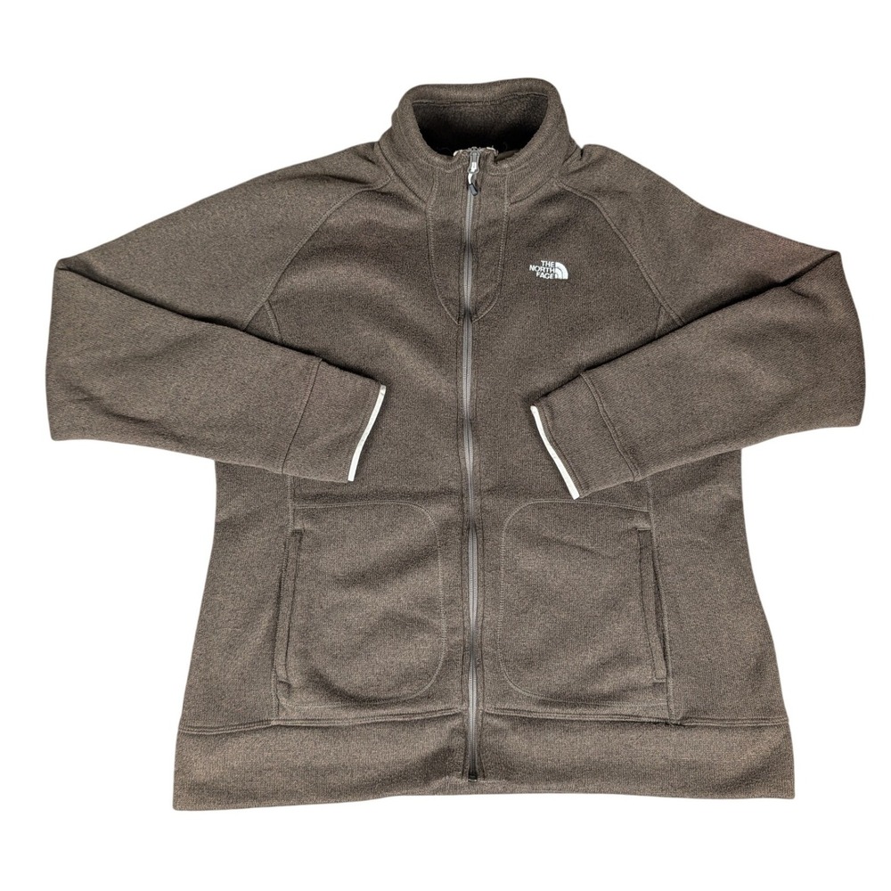 The North Face Full Zip Fleece Jacket Womens XL Brown Sweater Knit Excellent